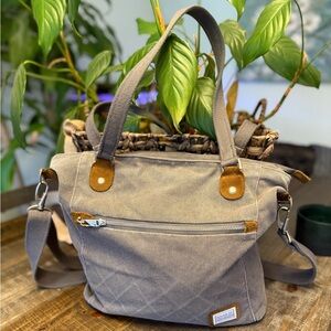Travelon Heritage Tote Pewter Gray Canvas  bag tote GUC